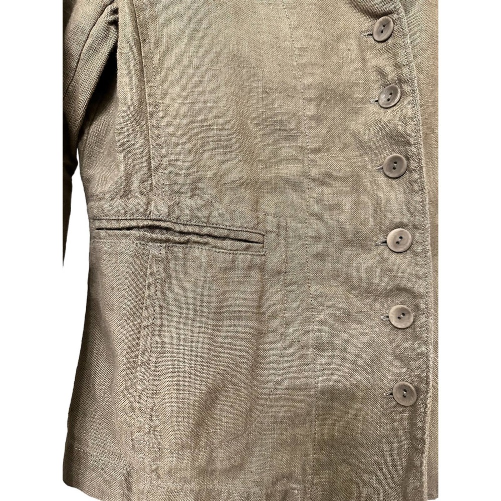 Eileen Fisher sage green (Taupe) Linen Button Front Lightweight Short Jacket XS - Picture 4 of 8